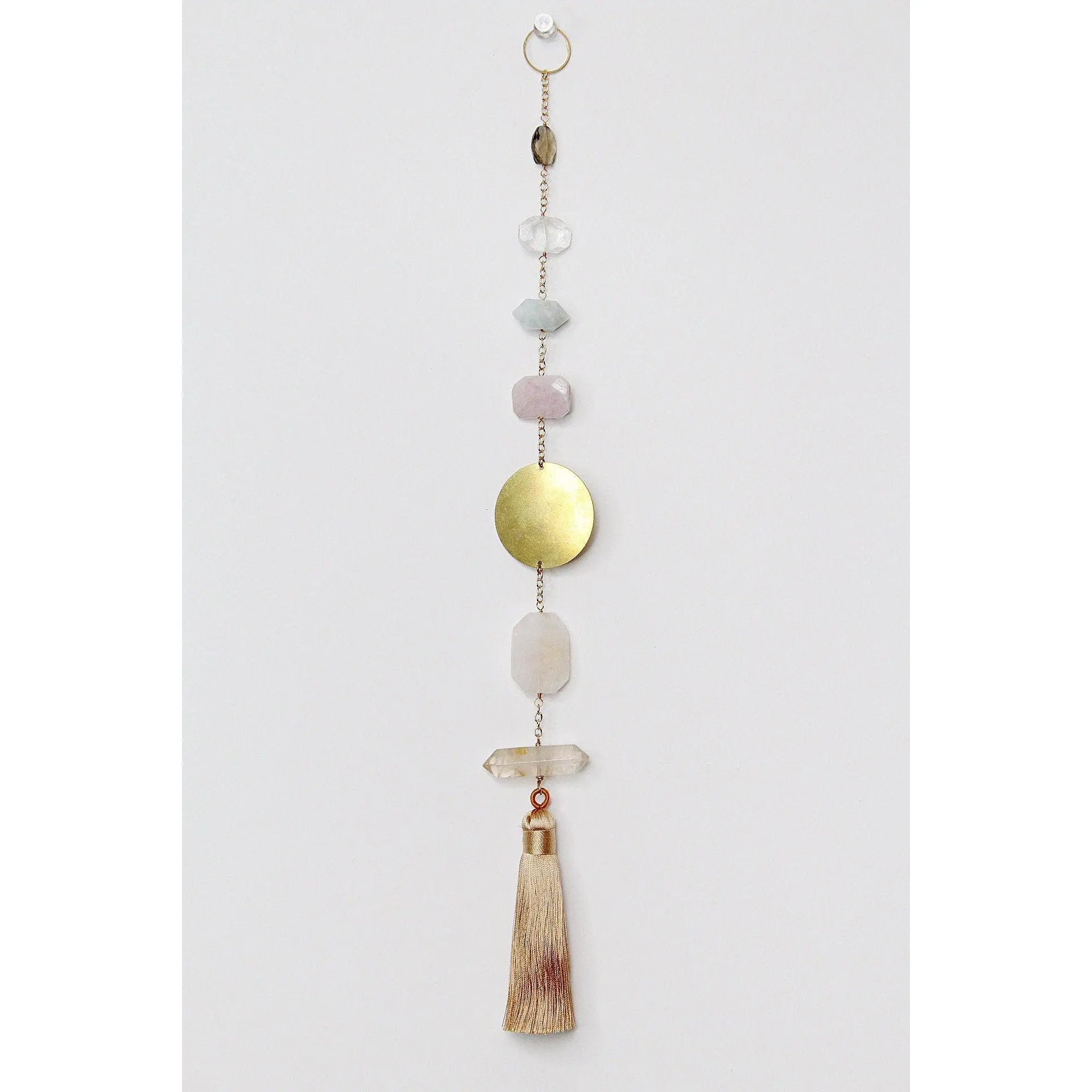 Natural Crystal Sun Catcher - Brass Moon Wall Hanging Light Catcher
