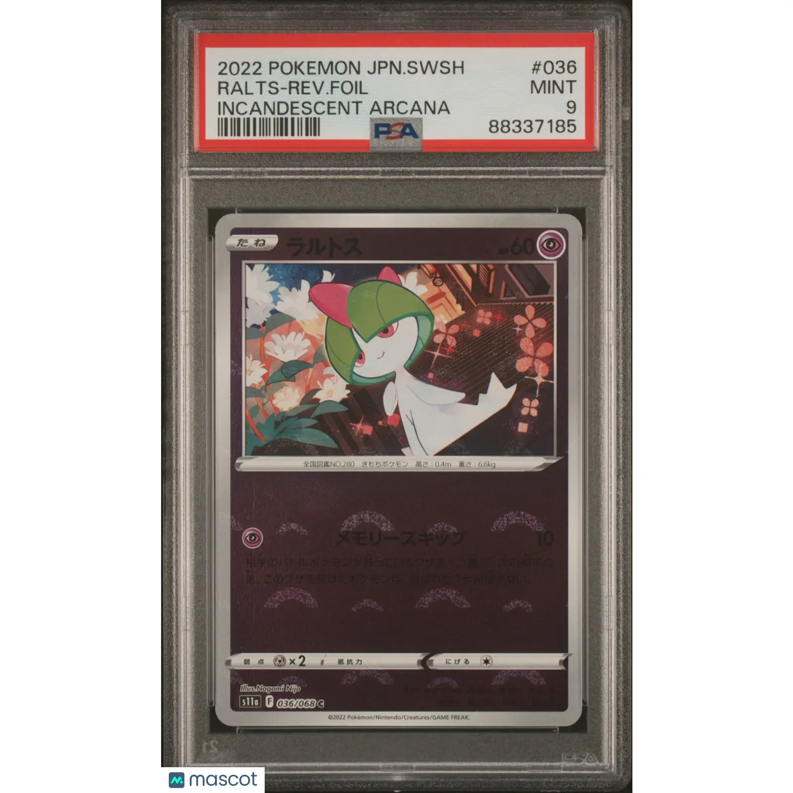 PSA 2022 Pokémon Ralts Pokeball Reverse Holo #036 Japanese 9
