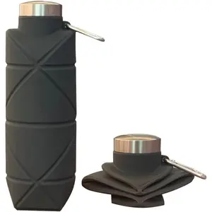 Collapsible Silicone Water Bottle — Diamond-Shaped Foldable Sports Cup. Portable and Leak-Proof; Ideal for Outdoor Travel, Gym Workouts, and Running.