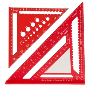 Rafter Square with Note Surface & Roofing Square Drill Gauge, Aluminum Woodwork Carpenters Square, Triangle Ruler Protractor, Hand Measuring Tools