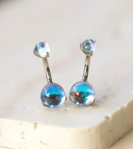 Titanium MoonStone Belly Button Ring • Belly Ring Piercing • Rook Earring • Eyebrow Piercing • Navel Piercing Jewelry • Gift for Her