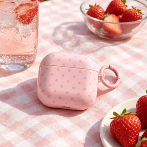 Korean Style Sweet Polka Dot Earphone Case with Loop, Protection, Compatible with AirPods Pro 3, AirPods Pro 2, AirPods 4, AirPods 3, Girls' Protective Cover