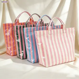 Large Striped Tote Bag for Women, Lightweight Shoulder Travel Tote Bag, Stylish Large Capacity Handbag for Beach, Shopping, Travel and Daily Use