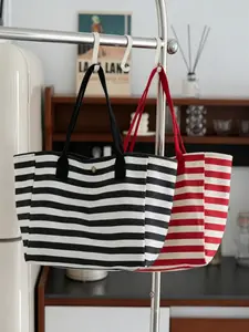 Classic Striped Women's Beach Tote Bag, Fashionable and Practical, Perfect for Summer Vacations, Lightweight and Durable Design