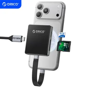 ORICO Magnetic M.2 2230/2242 NVMe SSD Enclosure for iPhone 4K ProRes Recording with SD/TF 3.0 Card Reader PD100W Charging Port, Support for iPhone 15/16/17 Series Laptop Tablet- Diskless AP42F