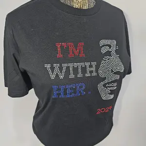 Rhinestone "I'm With Her" T-Shirt Featuring Kamala Harris Profile