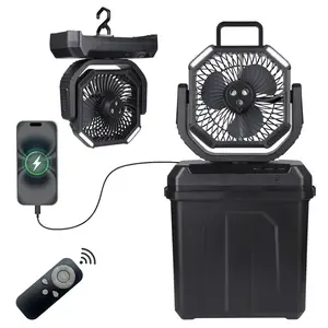 Rechargeable Mist Fan Cooler, 4-in-1 Multifunction Battery-Powered Powerful Modern USB-Powered Portable Fan with 6L Bucket for Camping Use, Battery Powered Fan