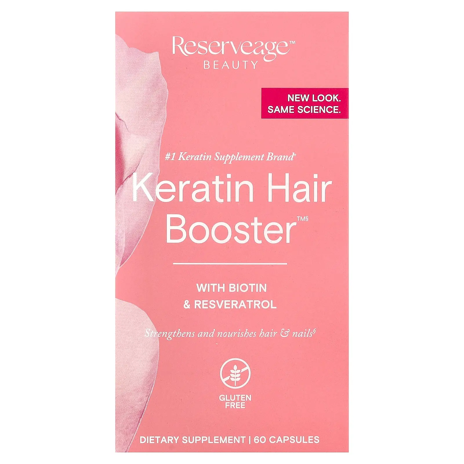 Reserveage Beauty Keratin Hair Booster™ with Biotin & Resveratrol, 60 Capsules