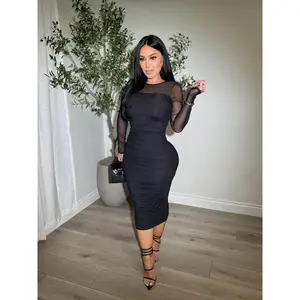 Gathering Ruched Black Dress