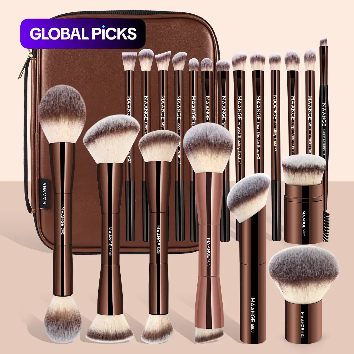 Makeup Brush Set with Storage Bag, 20-Piece Professional Face Makeup Brush Kit with Soft Bristles, Versatile Cosmetic Brush Set for Women & Girls #GLOBAL PICKS