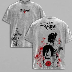 Reze Chainsaw Man Tee Vintage Washed Oversized Heavy Cotton T-Shirt Women Cosplay Style Movie Inspired Anime Manga Streetwear Unisex Retro Graphic Top