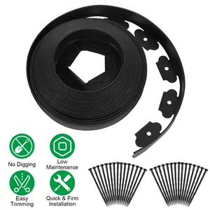 Non-Digging Plastic Garden Edging Kit 32.8FT Plastic Garden Border with 30 Stakes 2In Tall Border Edging for Garden Lawn Yard Flower Beds,summervibes