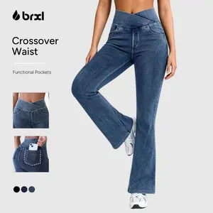 BRXL High Waisted Stretchy Crossover Denim Jeans for Women Flare Jeggings Bootcut Denim with Pockets Trendy & Flattering #Streetwear #outdoorfun #tiktokshopspringglowup #tiktokshopfashion#Summervibes #beachoutfit-1