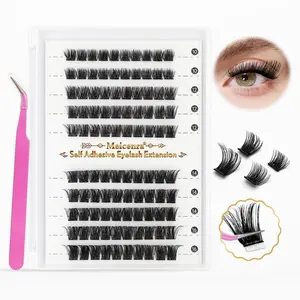 Pre Glued Eyelash Set with Tweezer, Self Adhesive Press on Eyelashes, Easy to Use Makeup Tools, Perfect for Quick Beauty Enhancements