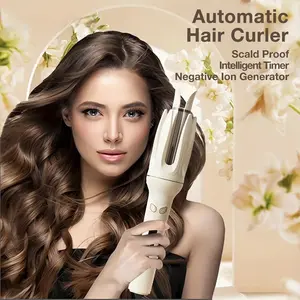 Auto Hair Curler, Automatic Curling Iron with 4 Temperature Automatic Shut-Off, Anti-Scald, Anti-Tangle Rotating Curling Wand for Hair Styling Fashion Comfort Pink/purple
