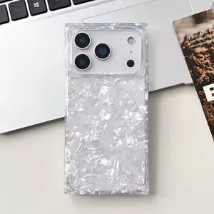 Pearly Trendy Shell Pattern Rectangle Shape Phone Case for iPhone 17 Series Shockproof Protective Cover