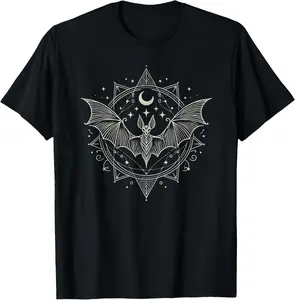 Cotton(pure) Bat Graphic Gothic Art Design T-Shirt