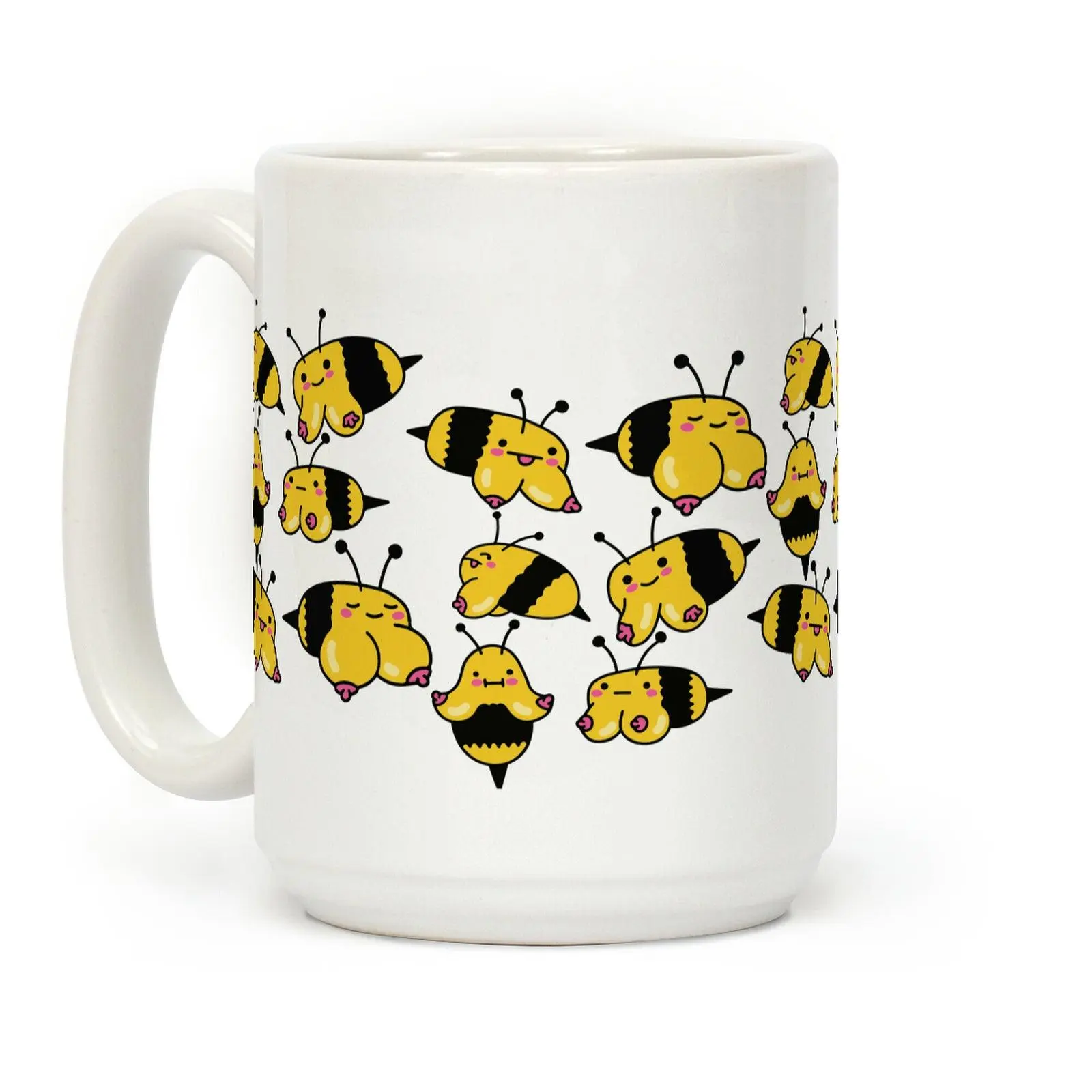 Boobees Pattern Coffee Mug Cute Bee Inspired Funny Ceramic Cup Naughty Mug, Funny Gift For Friend, Husband, Coffee Cup, Tea Mug, Gift for Colleague, Sarcastic Office Gift, Novelty Mug