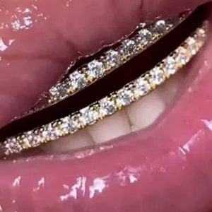 1pc Hip Hop Tiger Tooth Grillz with Sparkling Cubic Synthetic Zirconia - Golden Copper Teeth Jewelry for Music Festivals, Parties & Everyday Glam Oral