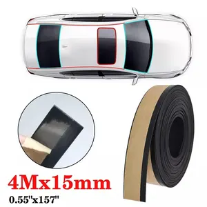 Car Window Edge Seal Strip Trim Edging Sealing Silicone Rubber Weatherstrip Protector , 13FT Universal Front Rear Side Black, 1.5*400cm / 0.55*157"