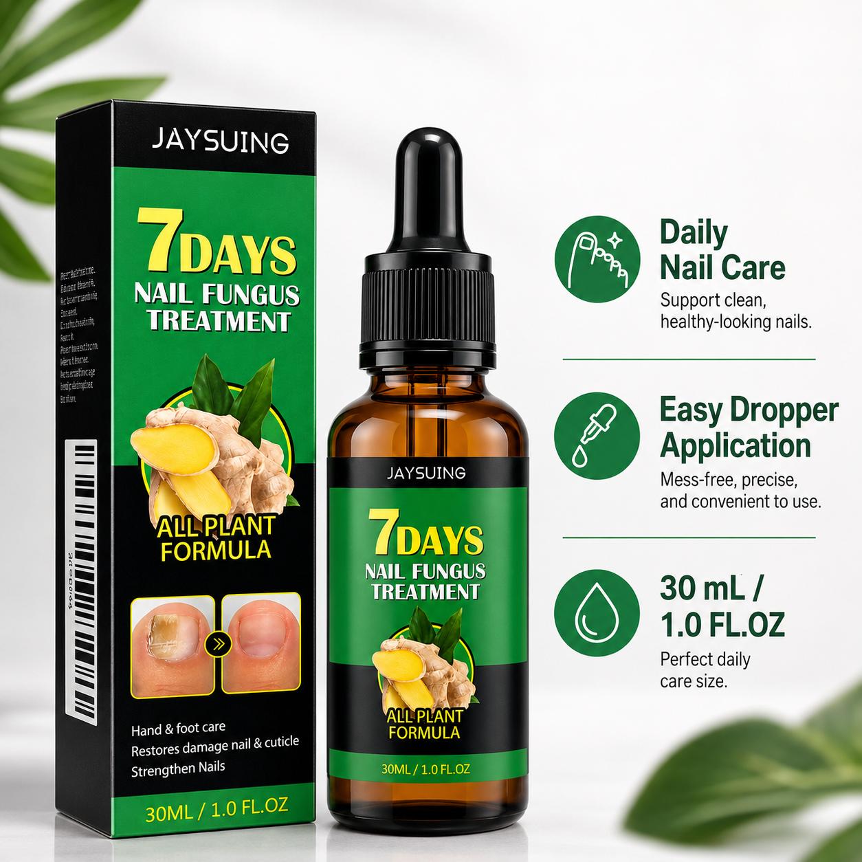 Nail Care Serum with Ginger Root Extract, Plant-Based Nail Oil for Stronger-Looking Nails & Cuticle Care, Nourishing Hand & Foot Care Essential, 30ml Nail Strengthener Oil Nail Routine