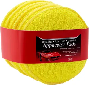Microfiber Polishing Pad and Cleaning Pads for  Detailing, 5 Inch Diameter, Yellow, 6 Pack
