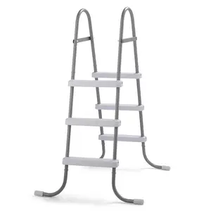 42 Inch Above Ground Pool Ladder 3 Step Steel Frame Swimming Pool Entry Exit Ladder Non Slip Metal Frame Steps, Weight Capacity 300lbs(Grey and White)