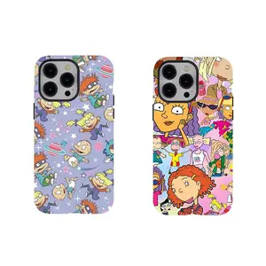 Retro Rugrats Collage Custom Cellphone Case - 2-Layer Shockproof Rubber & Polycarbonate Protector with Impact Resistance, Cartoon-Inspired Durable Tech Accessory for iPhone 11-17 Pro Max Plus Devices
