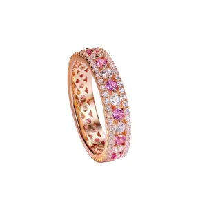 Silver plated rose golden red corundum simulation ruby retro light luxury inset zircon color treasure Hypoallergenic Classic Elegant Synthetic Moissanite Engagement Anniversary  Ring