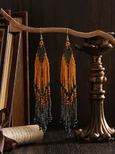 Women's Fashion Tassel Detailing Dangle Earrings, Bohemian Style Vintage Classical Design, Multicolor Beads Handmade Jewelry Gift