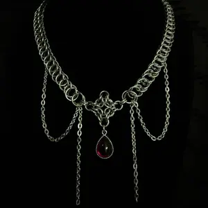 Red Drop Chainmail Necklace