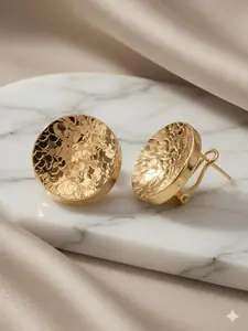 2026 New Arrival Dazzling Vintage Hammered Gold Plated Stud Earrings - Textured Concave Disc Statement Hoops | Gift Ready