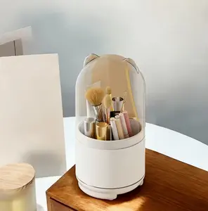 Luxury 360° Rotating Makeup Organizer – Dustproof Cosmetic Storage with Clear Lid
