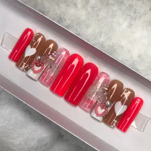 Valentines hot pink set, Put his initial on it, Press on Nails