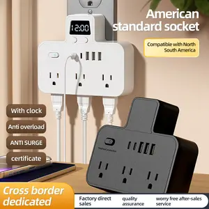 8-in-1 Smart Power Strip, 6 Outlets, 3 USB, 2 Type-C, with Clock, Multifunction Portable Socket, Home Essential, Travel Must-Have