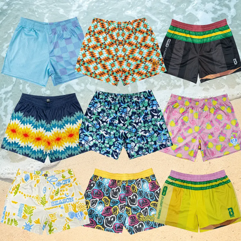Baseball Mesh Graphic Sports Shorts - Men's Lightweight Breathable Athletic Shorts, Smiley Slugger Design, Ideal for Casual Wear & Light Sports