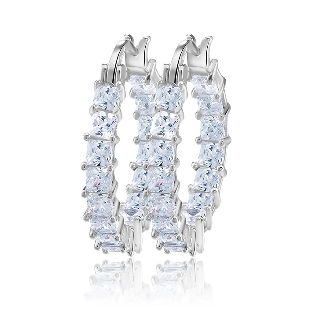 Hoop Earrings for Women Princess Cubic Zirconia Gold Plated Ginger Lyne Collection
