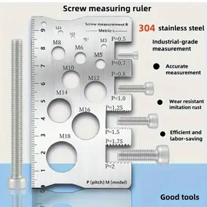 Precision Screw Measurement Tool, Portable Stainless Steel Nut & Bolt Gauge, Accurate Thread Engraving Distance Measuring Caliper M12