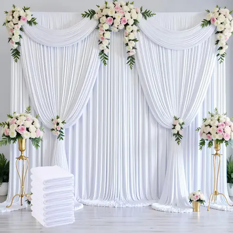Wrinkle-Free Polyester Backdrop Drapes for Parties, Weddings, Photography Background 5x10ft (59x118") Thick Silky Cloth 4 Panel Pack for Birthdays, Baby Showers, Gender Reveals, Home Decor, Indoor Outdoor Use