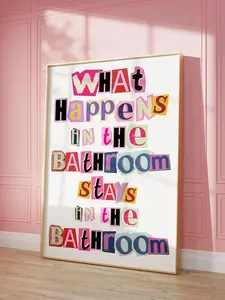 [UNFRAMED POSTER] Funny 70s Bathroom Poster – Funky Girly Wall Art for Preppy Apartments, Dorms & Dopamine Decor