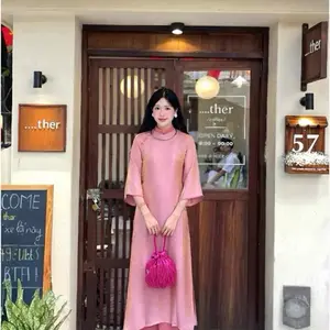 Áo dài lụa tằm , ánh nhũ , nút bọc- Vietnamese traditional dress