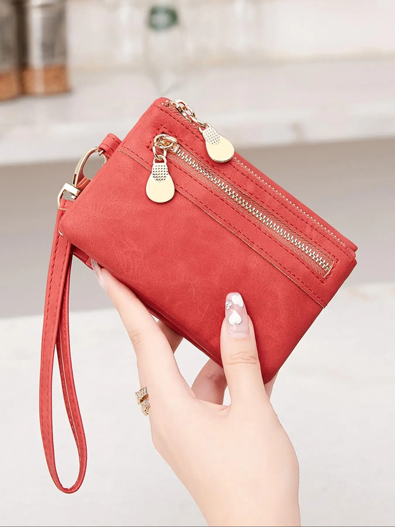 Women's Elegant Zipper Summer Bifold Wallet, Simple Plain Color Card Holder Everyday Purse for Summer Daily Back To School, Casual Trendy Versatile Sh