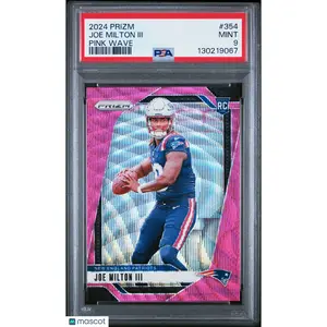 2024 Panini Prizm Pink Wave #354 Joe Milton III RC - New England Patriots PSA 9