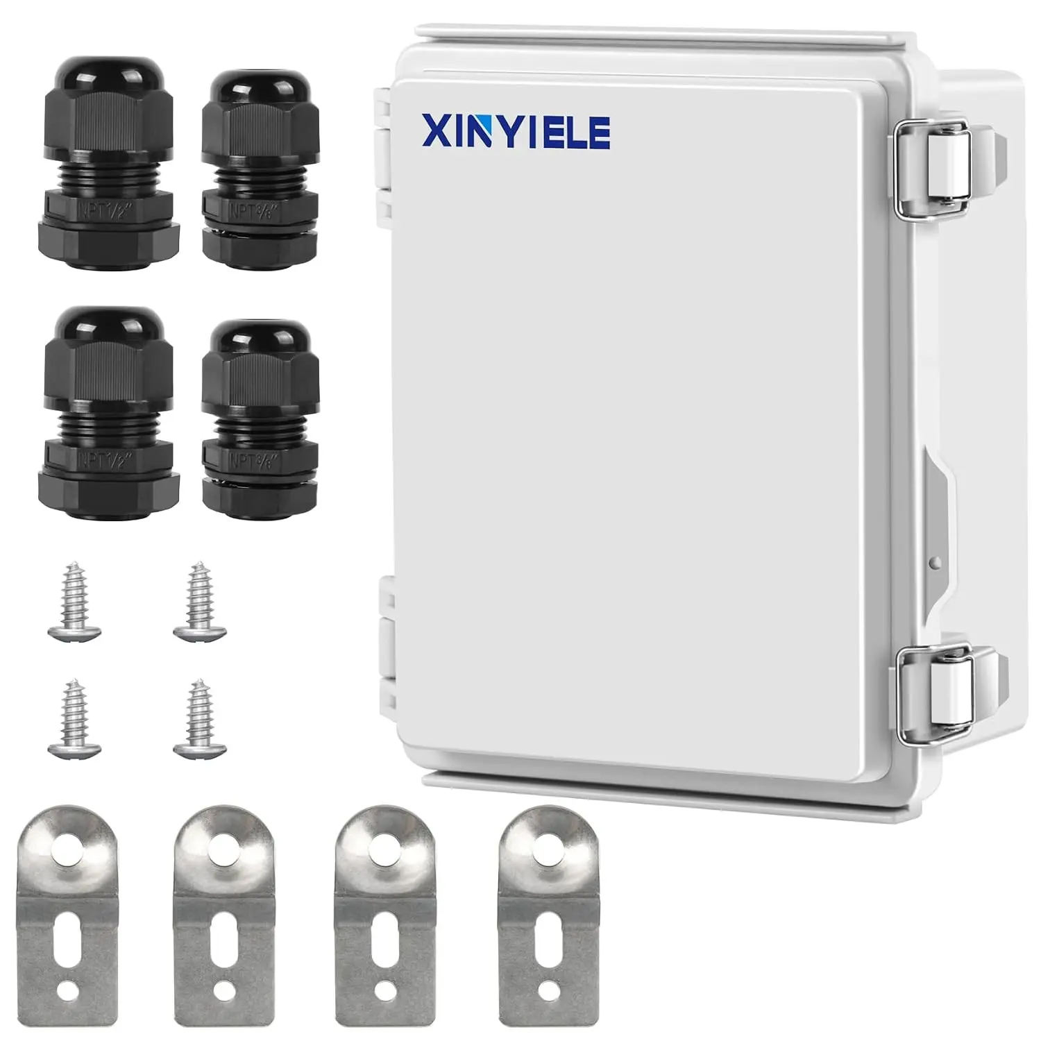 Waterproof Outdoor Project ABS Plastic Junction Box IP67 Weatherproof Dustproof Enclosure with Hinged Cover, Mounting Plate,Wall Brackets for Power Project (8.7"X6.7"X4.5")