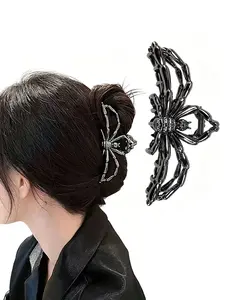 Spider Metal Hair Clip, 1pcs Gunmetal Spider Hair Claw Clip, Punk & Y2K-Style Hair Accessories, Decorative Hair Clips for Thin Hair