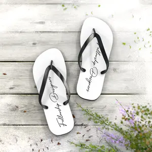 Fellowship Designers Flip Flops for Comfort, Summer Footwear, Beach Vacation, Casual Slip-Ons, Funny Gift Idea, Custom Name Sandals Black Sole