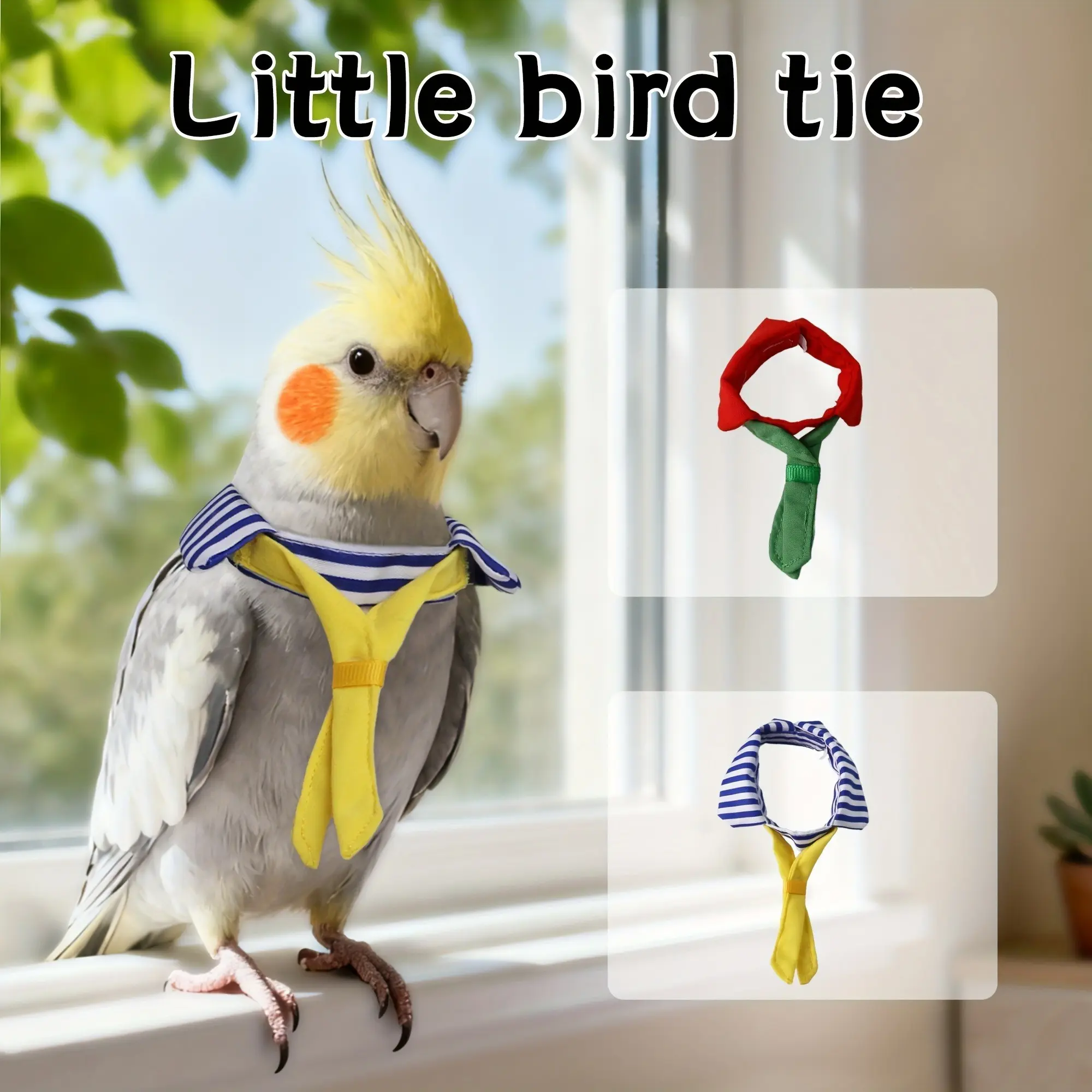 Bird Bow Tie, Parrot Decoration Ribbon, Sun Conure Accessories, Lovebird, Macaw Clothing, Small Pet Bird Supplies