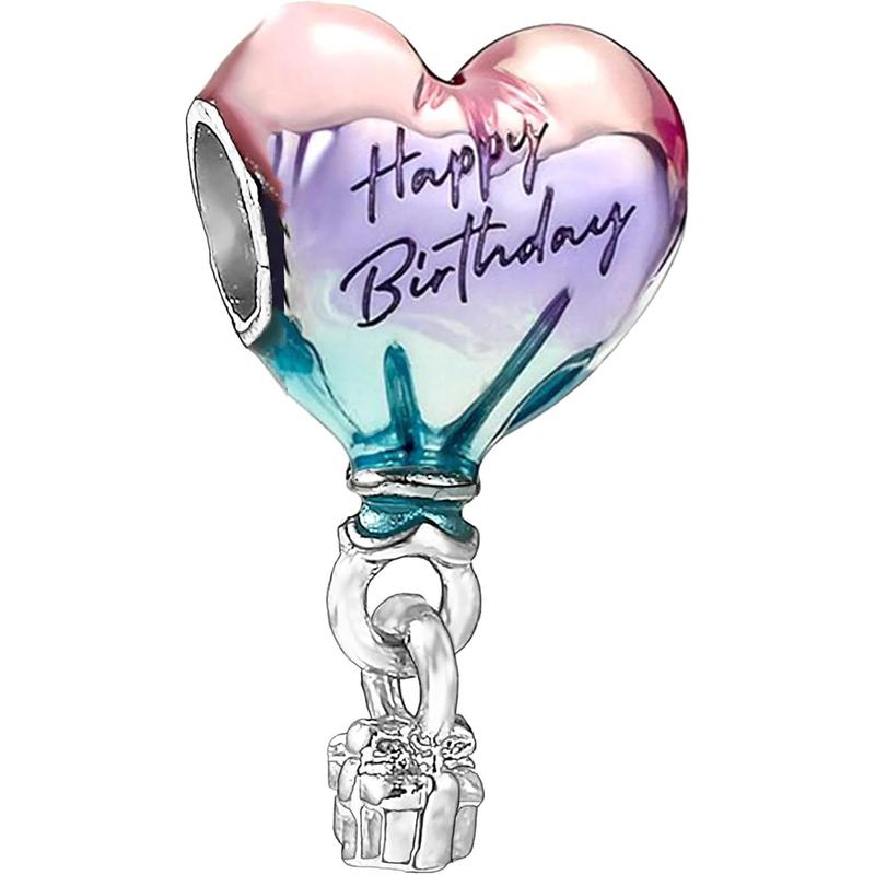 10 Pack Silver Bead Charms for Pandora Bracelets and Necklaces Charm for Woman Cubic Zirconias Dangle Pendant Jewelry Beads Set Style1