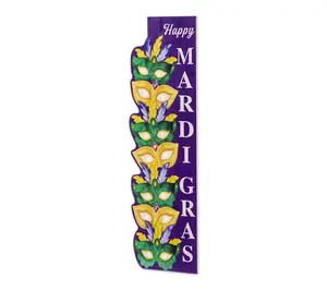 Glitzhome 41.75"H Mardi Gras Lighted Stacked Masks Porch