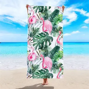 Double-Sided Microfiber Beach Towel - Waffle Weave, Quick Dry, Sand Free, Lightweight, Breathable, Tropical Geometric Print Bathroom Towel (Home & Bathroom Supplies)